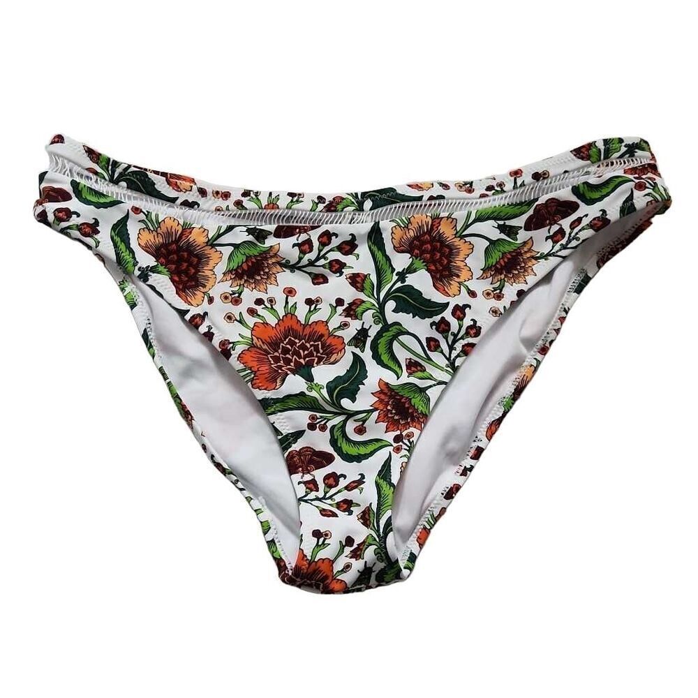 Cupshe Ladies Size XXL White Orange Green Floral Bikini Bottoms